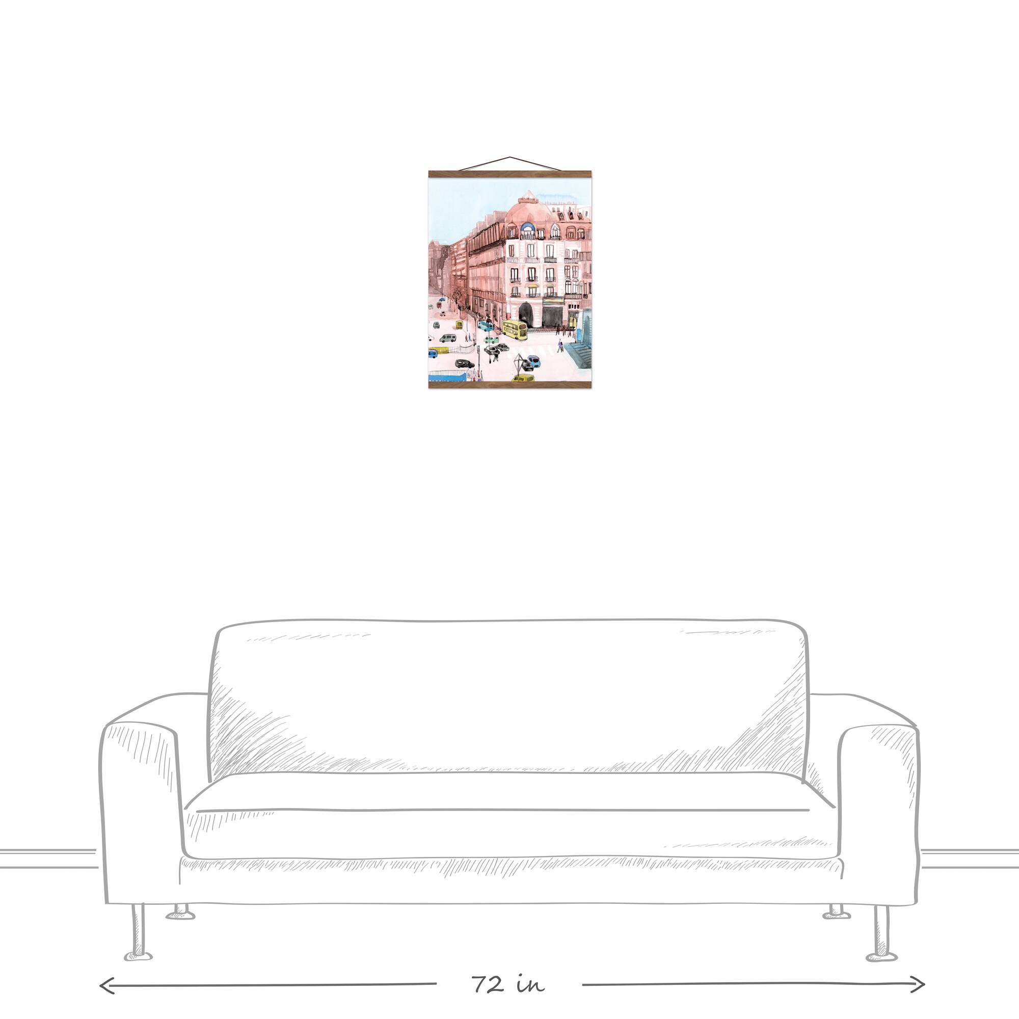Blush Downtown Teak Hanging Canvas